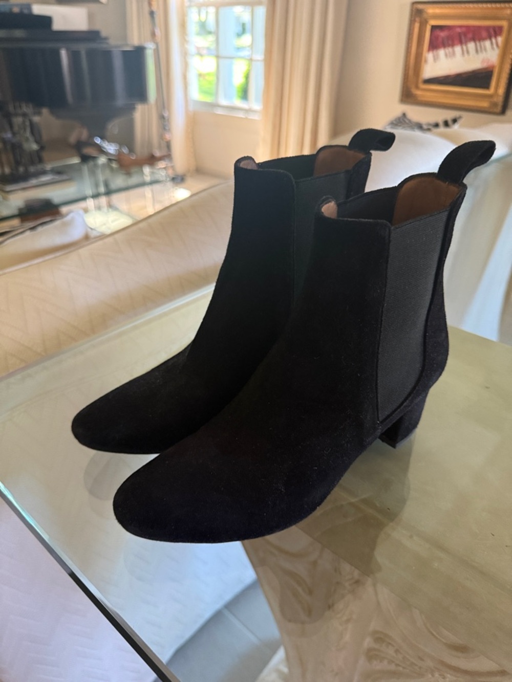 Black Suede Chelsea Ankle Boots - Women's Classic Chelsea Booties